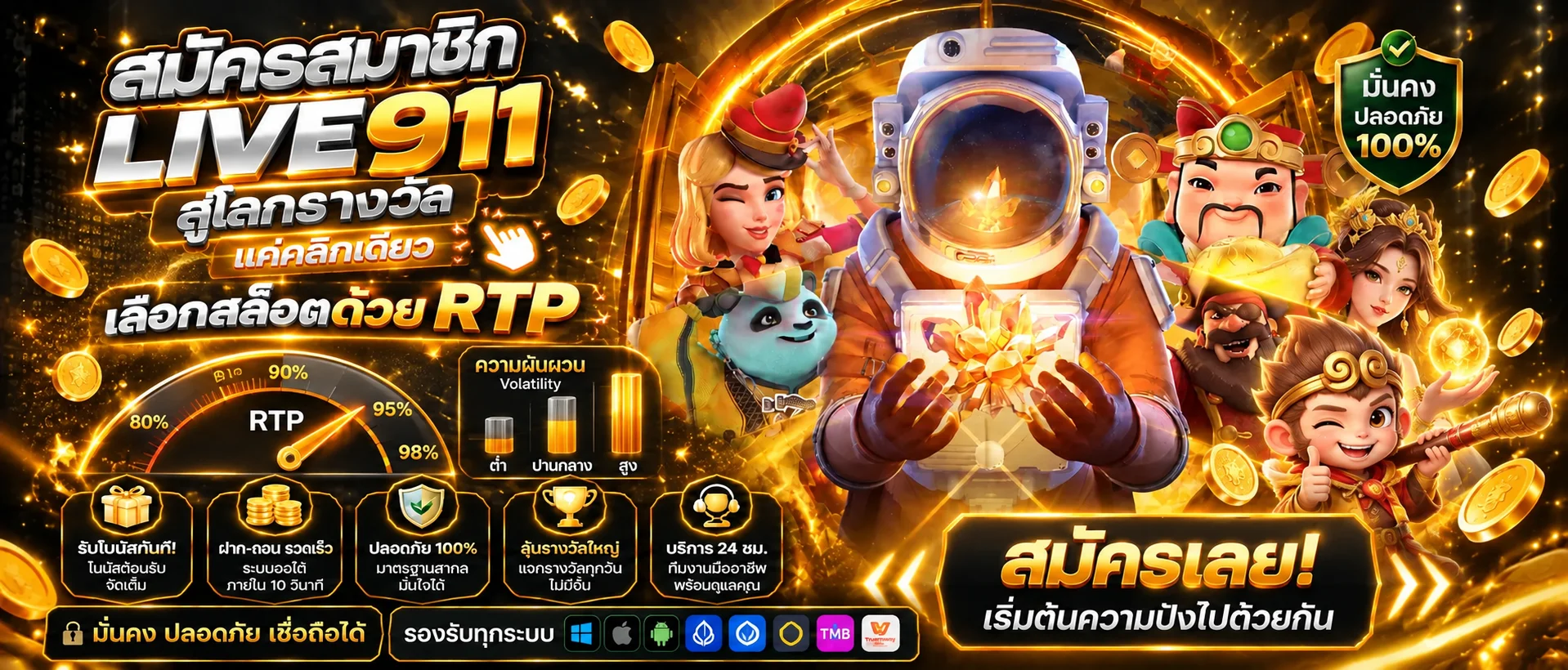 LIVE911 เลือกเกมสล็อตจาก RTP และความผันผวน